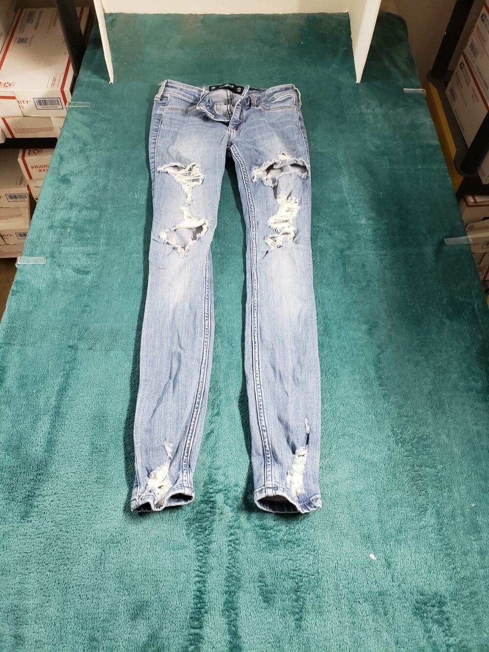 Hollister Jeans Size 00 Womens Blue Pants Stretch Distressed Low Rise Jegging